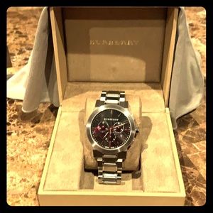 100% Burberry BU9351 Check Black Dial Chrono Watch